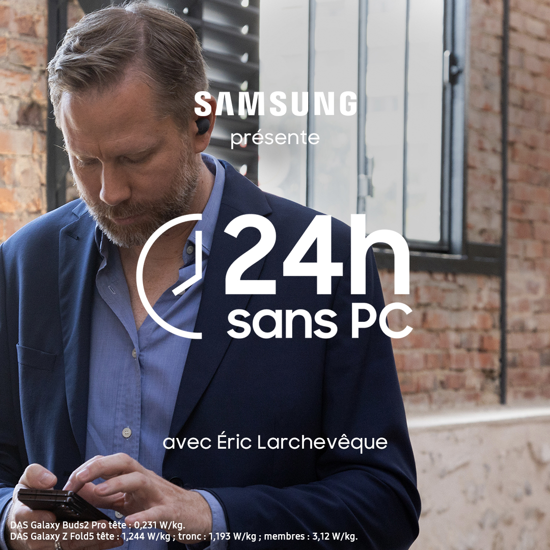 Flexibilité et disponibilité, c’est ce qu’a pu gagner @EricLarch en passant #24hsansPC et équipé du Galaxy Z Fold5. Retrouvez l’épisode complet ici ➡️ spr.ly/6018ud7Eu