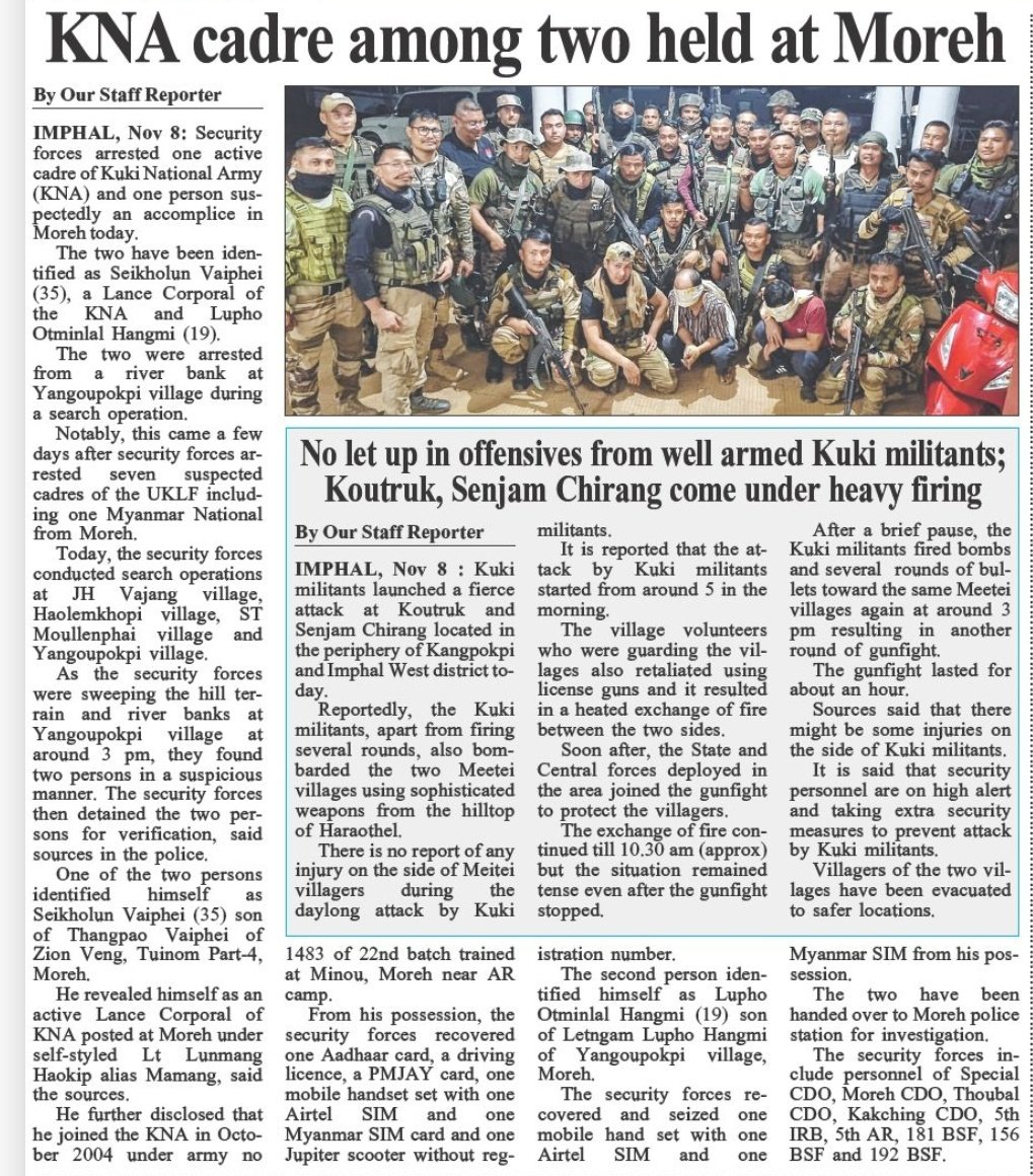 Armed #KukiMilitants roam freely terrorising innocent Manipuris everyday. <a href="/manipur_police/">Manipur Police</a> &amp;Securityforces should keep them in check. AbrogateSoO <a href="/NBirenSingh/">N. Biren Singh</a> with KukiMilitants.Find all the Missing #Meitei bodies buried in the hills by #kukizonarcoterrorist #SaveMeiteiSaveManipur