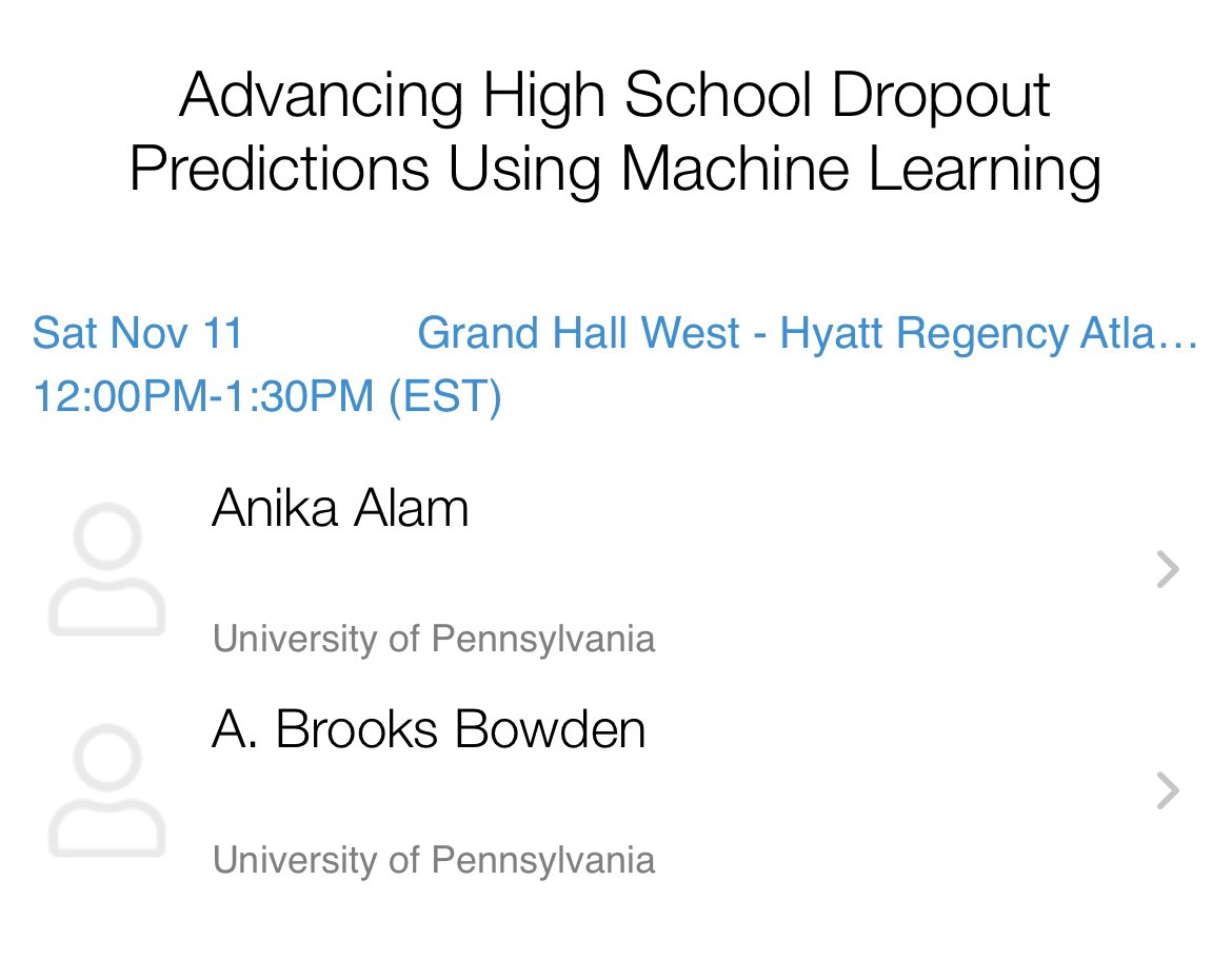 Excited to be at #2023APPAM! I will be presenting work with <a href="/abrooksbowden/">Brooks Bowden</a> on how to preemptively identify vulnerable students. Come check out our poster presentation on Saturday! 😊