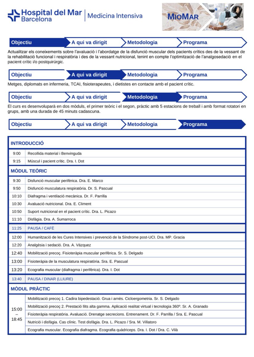 UCIMar (@mar_uci) on Twitter photo Curs sobre disfunció muscular al pacient crític. 21 de novembre. Inscripció gratuïta <a href="/mar_uci/">UCIMar</a> <a href="/hospitaldelmar/">Hospital del Mar</a> <a href="/HMar_research/">HMar Research Institute</a> Curs sobre disfunció muscular al pacient crític. 21 de novembre. Inscripció gratuïta <a href="/mar_uci/">UCIMar</a> <a href="/hospitaldelmar/">Hospital del Mar</a> <a href="/HMar_research/">HMar Research Institute</a>