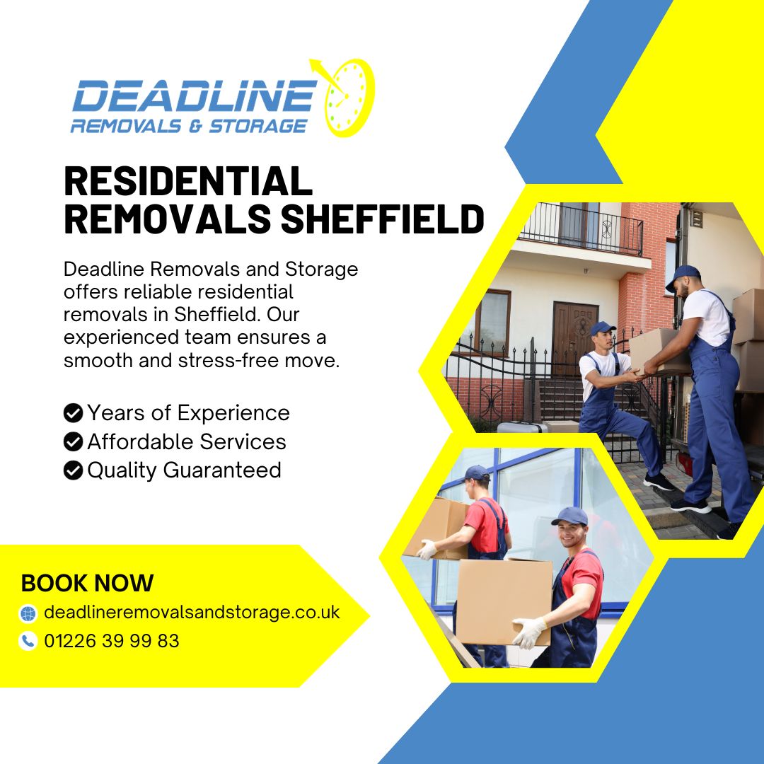 Deadlines Removals and Storage offers reliable residential removals services in Sheffield. Our team ensures a smooth and stress-free move for your household, providing efficient packing, transportation, and secure storage solutions. Call us now.
#residentalremovals
#movingservice