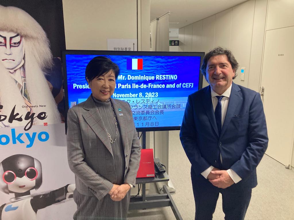 Madame @ecoyuri, gouverneure de Tokyo, me fait l’honneur de me recevoir cette année encore. Nous allons collaborer pour la promotion croisée de la prochaine édition du SushiTech de #Tokyo et celle de @SportUnlimitech to Perf, organisée par la @CCI_Paris_IdF en avril prochain.