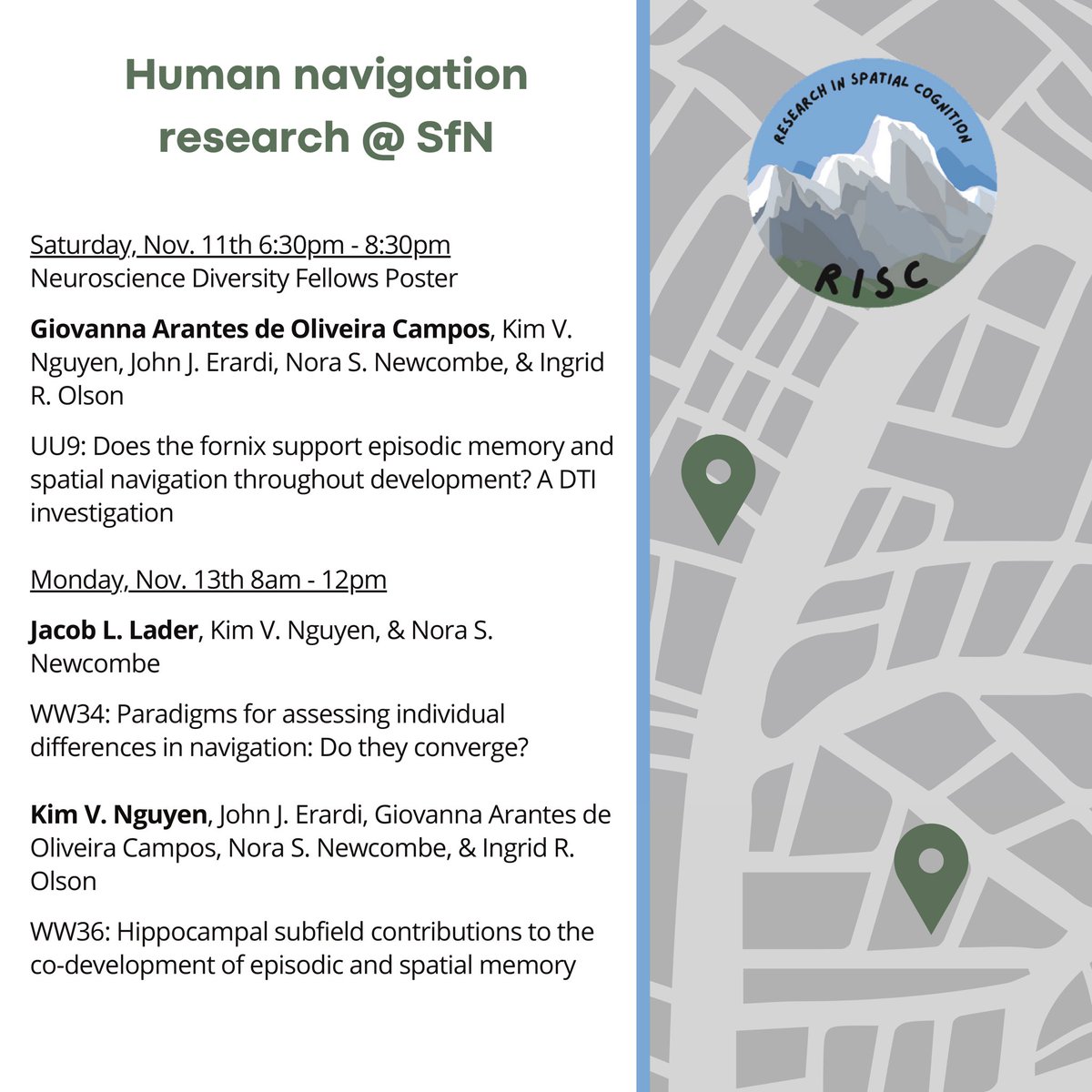 Interested in human (especially little humans) navigation research? Come by our lab’s posters at #Neuroscience2023 on Saturday and Monday! @SfNtweets @giovanna_aoc @NoraNewcombe @ingrids_brain