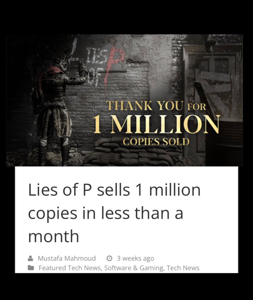 Lies of P Tops One Million in Copies Sold - Fextralife