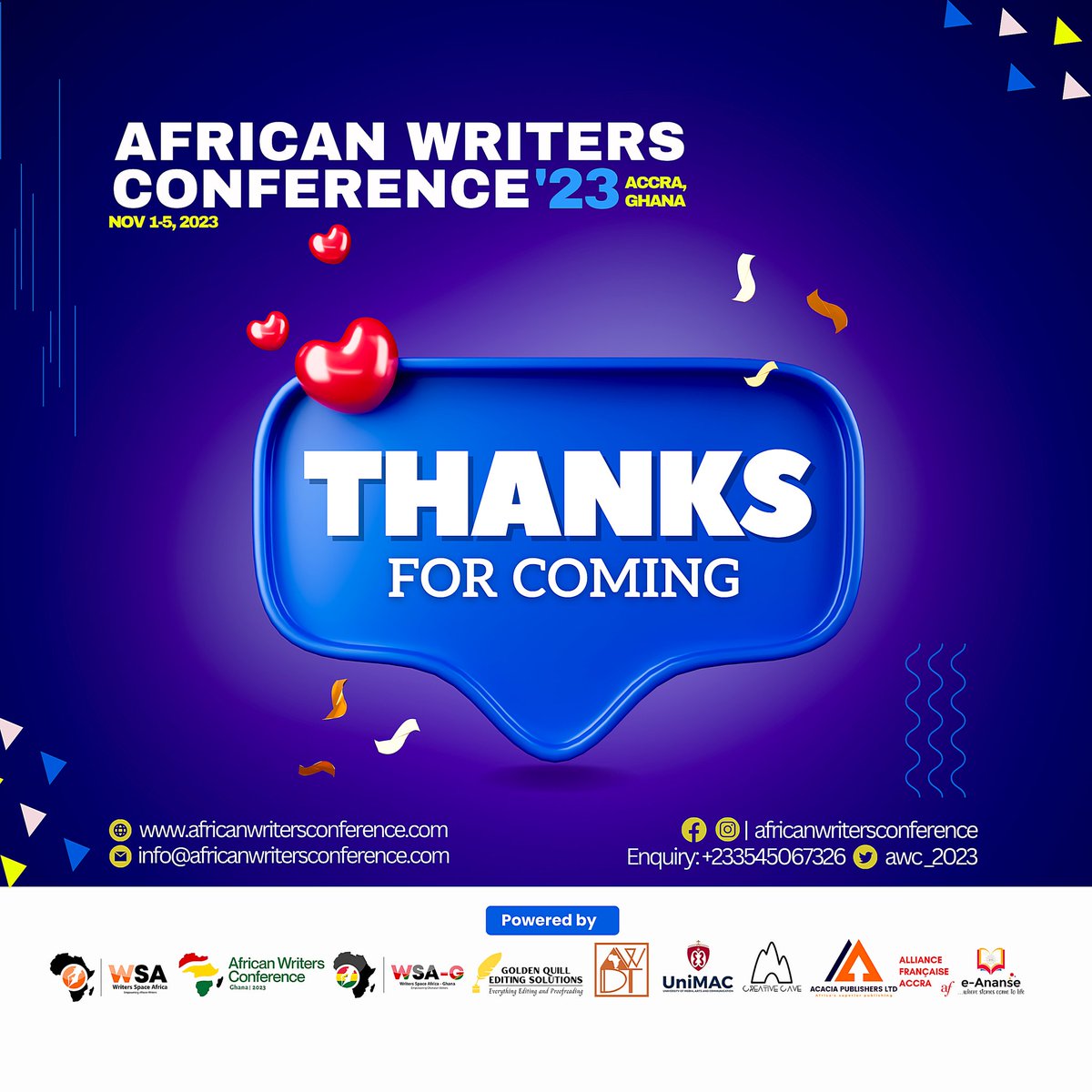 AWC2025's tweet image. A very big thank you to all the wonderful people who made @AWC_2023 a resounding success.

Tell us your most favorite part of the conference in the comments. 🤞🏽

#awc2023
#ghana