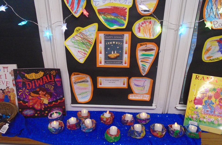 In Nursery, the children have been learning about Diwali. Look how amazing their Diva Lamps are!