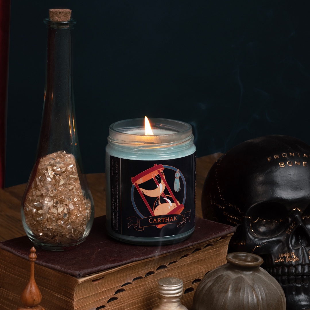 Journey into the Empire of Carthak in the world of Tortall with the aroma of Temple Incense, Ripe Dates and Amber. Part of the Tamora Pierce collection, available at Briarwick Candles. bit.ly/464enIP