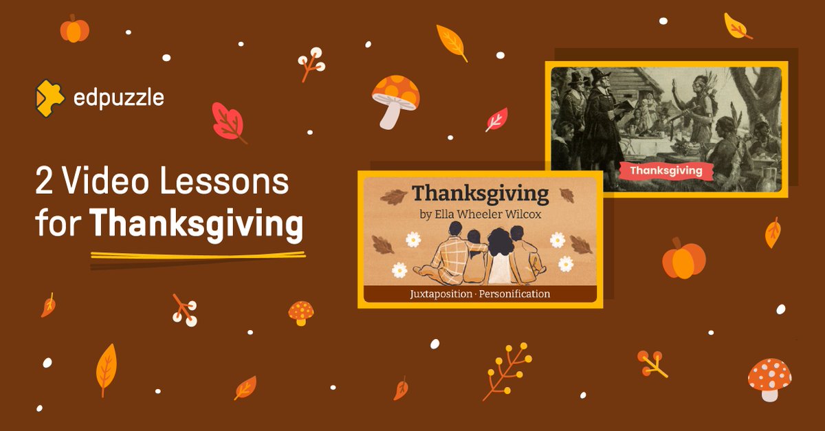 edpuzzle's tweet photo. Questing for a pre-Thanksgiving activity? β¨ Why not explore our library of Thanksgiving video lessons to bring the holiday to life in your classroom? #Edpuzzle #ThanksgivingLearning π¦π₯
π https://t.co/lqd1CeNl7F https://t.co/YcJYldQDhN