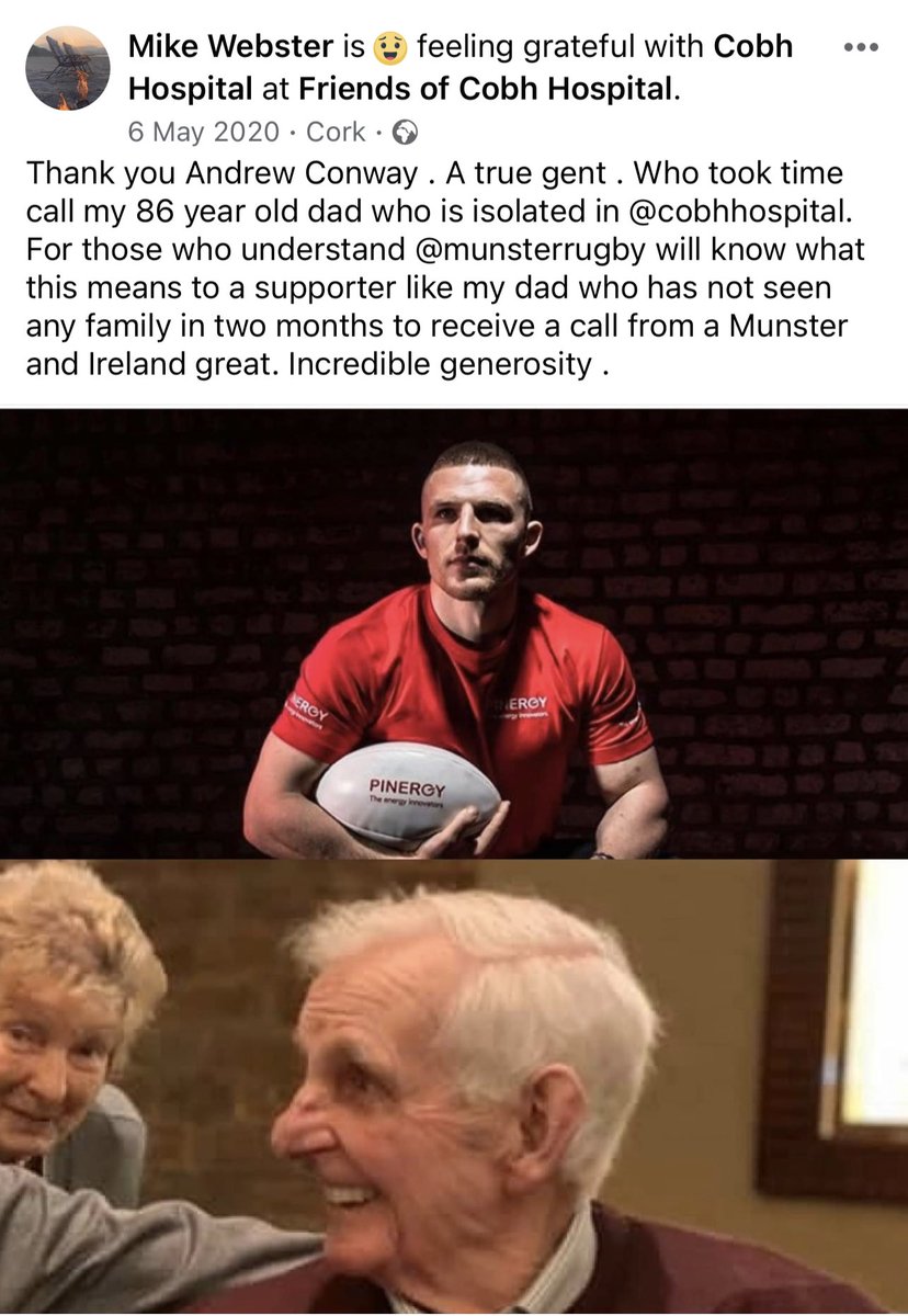 mike webster (@websmike) on Twitter photo Andrew Conway represented more then being a great player he is a great man . He called my late father in <a href="/CobhHospital/">Friends Of Cobh Hospital</a> during the pandemic . Such selflessness .My dad was such a huge fan and was so proud to have talked to him <a href="/Munsterrugby/">Munster Rugby</a> <a href="/IrishRugby/">Irish Rugby</a> #thanksandrew Andrew Conway represented more then being a great player he is a great man . He called my late father in <a href="/CobhHospital/">Friends Of Cobh Hospital</a> during the pandemic . Such selflessness .My dad was such a huge fan and was so proud to have talked to him <a href="/Munsterrugby/">Munster Rugby</a> <a href="/IrishRugby/">Irish Rugby</a> #thanksandrew