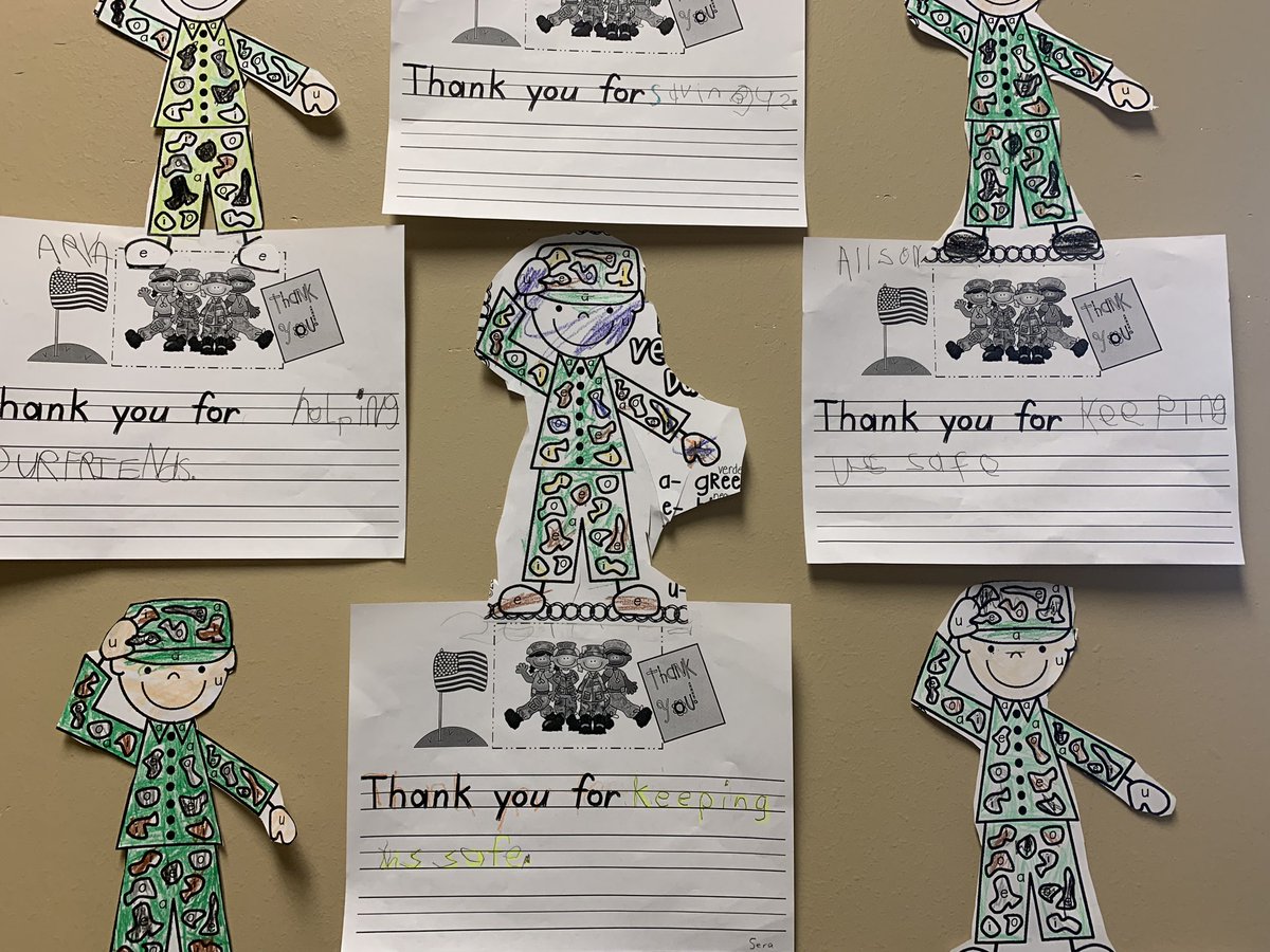 Mrs. Prince Class learned about the 5 branches of the military and they wrote notes, thanking our Veterans for their service. 🇺🇸 <a href="/PISDELEMSS/">PISDELEMSS</a> <a href="/MoralesElem/">Felix Morales Elementary</a>