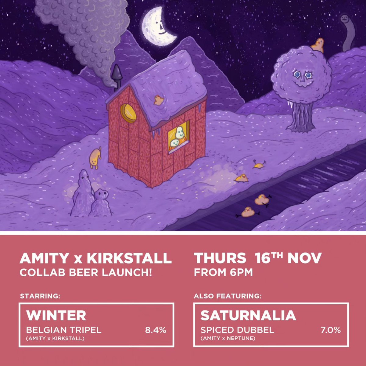 Kirkstall Brewery (@kirkstallbrew) on Twitter photo ❄️ AMITY x KIRKSTALL COLLAB LAUNCH ❄️ Thursday 16th November <a href="/thecardiganarms/">The Cardigan Arms</a> we'll be welcoming our latest collaboration into the world. The warming, wondrous and most welcome WINTER Belgian Tripel with <a href="/AmityBrewCo/">Amity Brew Co</a>!
More, bigger and most welcome details forthcoming tomorrow 🎉 ❄️ AMITY x KIRKSTALL COLLAB LAUNCH ❄️ Thursday 16th November <a href="/thecardiganarms/">The Cardigan Arms</a> we'll be welcoming our latest collaboration into the world. The warming, wondrous and most welcome WINTER Belgian Tripel with <a href="/AmityBrewCo/">Amity Brew Co</a>!
More, bigger and most welcome details forthcoming tomorrow 🎉