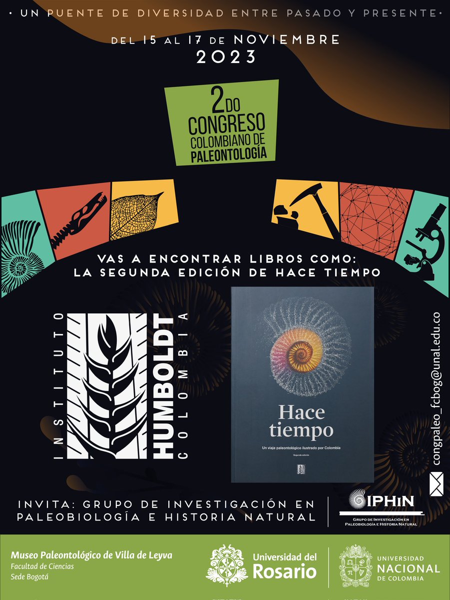 Excelentes noticias! En el 2do Congreso Colombiano de Paleontología podrás adquirir libros sobre el patrimonio paleontológico colombiano, para que conozcas mas sobre la historia natural de nuestro país!! No te quedes sin los tuyos!! #ciencia #paleontology #Colombia #fossil #fósil