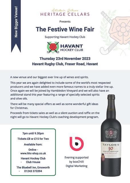 It is that time of year again! We are hosting our biggest ever <a href="/Heritagecellar/">The Wine Whisperer</a> Festive Wine Fair at <a href="/havantrfc/">Havant Rugby Football Club</a> From Hampshire fizz to seasonal Port,we can promise you some of the finest wine producers in the world, &amp; some wonderful offers just for Christmas <a href="/HavantHC/">Havant Hockey Club</a> <a href="/boxChilli/">boxChilli Marketing</a>
