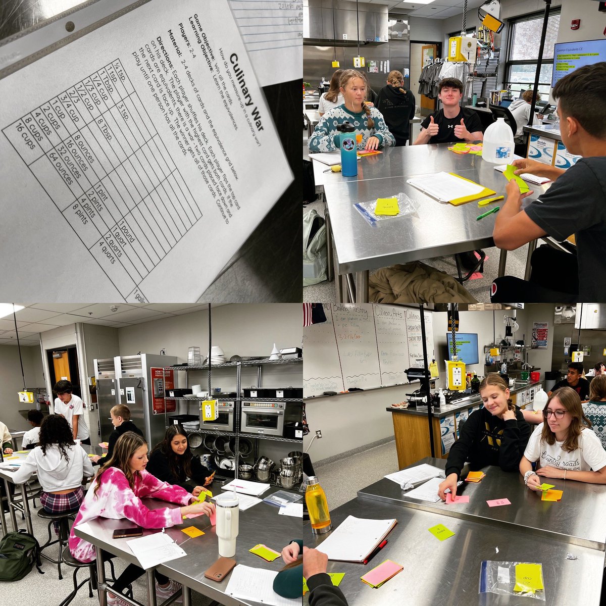 Working on common equivalents playing Culinary War in Culinary Essentials today.