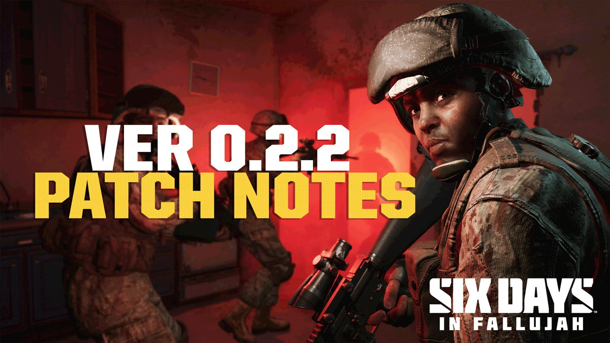 SixDaysGame's tweet photo. Today’s patch is a smaller maintenance patch that fixes another known cause for players sometimes being unable to interact with IEDS in Apartments. We’re also including improvements to our matchmaking system. Patch 0.2.2 is available now on Steam!

Patch Notes:>> https://t.co/TFnuf9TGdO