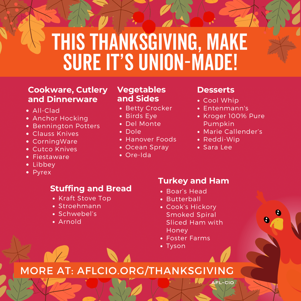 The Thanksgiving holiday is coming fast! Don't leave your shopping for the last minute—use this list that's #UnionMade!