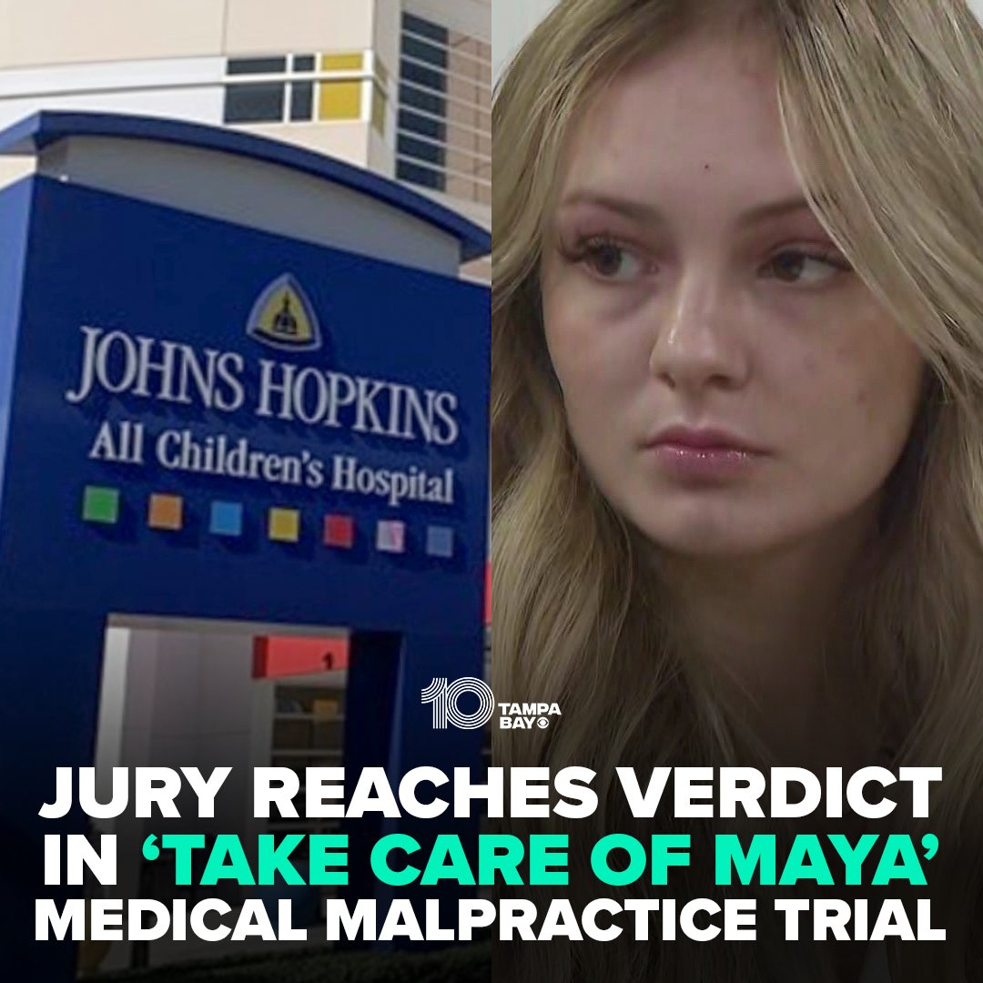 #BREAKING: A jury came to a verdict in the $220 million medical malpractice lawsuit levied against Johns Hopkins All Children's Hospital by a Venice family at the center of the Netflix documentary "Take Care of Maya:" wtsp.com/article/news/l…
