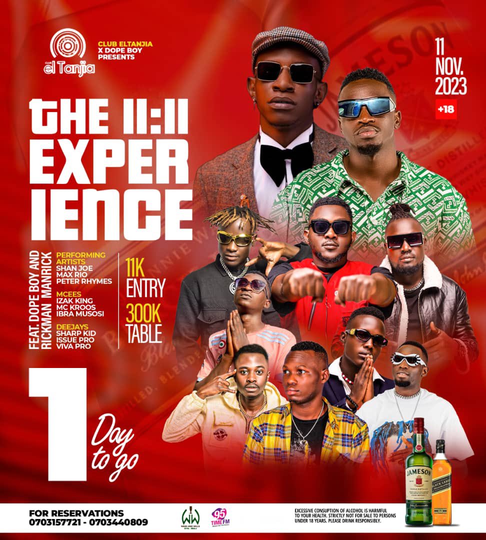 MBALE CITY THE BIGGEST PARTY IS JUST A DAY AWAY <a href="/DOPE_BOY_UG/">Dope Boy Official 11:11</a> x <a href="/RickmanManrick/">Rickman Manrick</a> THE 11:11 EXPERIENCE #Tebatusobola #Kebakunyalada
Powered by <a href="/95_TimeFM/">95 Time FM Mbale</a> and <a href="/washandwills/">Wash & Wills Hotel Mbale</a> 
<a href="/MusosiIbrah/">Musosi Ibrah</a> <a href="/bouffmamie/">Akello 😜</a> <a href="/MR_IZAKKING/">@Host Anyumisa Parte</a> <a href="/stumajef/">Situma Japhet</a> <a href="/PeterRymzUg/">Peter Rymz Music</a> <a href="/Djsharpkid1/">@DJSHARPKID</a>