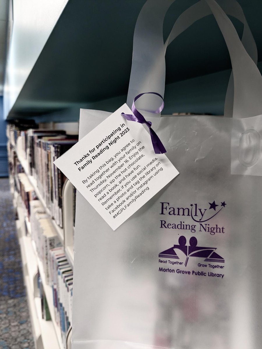 Family Reading Night is back again on November 16! Stop by the Youth Services Desk to pick up your goodie bag and free book 🤓 More info here: mgpl.org/event/family-r…