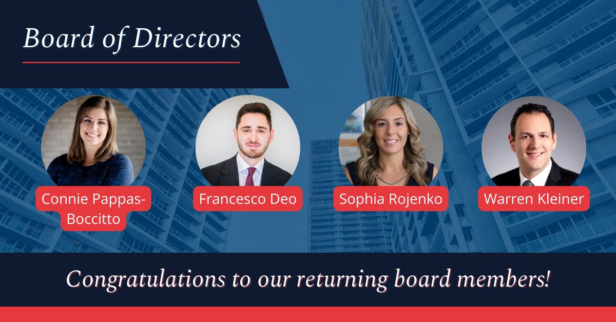 CCI-Toronto is proud to announce the 2023/2024 Board of Directors. Congratulations to Connie Pappas-Boccitto, Francesco Deo, Sophia Rojenko and Warren Kleiner on their re-election to the board!

#CCITBoardofDirectors #CCIT #CCIToronto