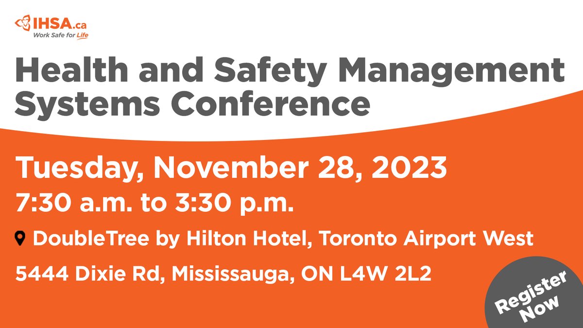 Please join us at our upcoming Health and Safety Management Systems Conference in Mississauga. Register now and secure your spot: