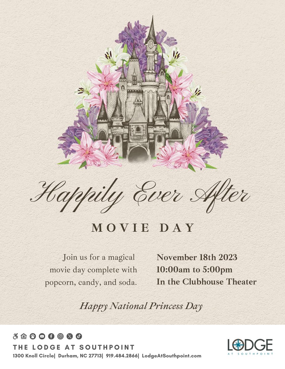 lodgesouthpoint's tweet image. Join us for #NationalPrincessDay. We will be showing princess movies all day Saturday 11/18 in the movie theater! 🍿 Can’t wait to see you! #LASP #WillowBridgePC #MovieDay #PrincessDay