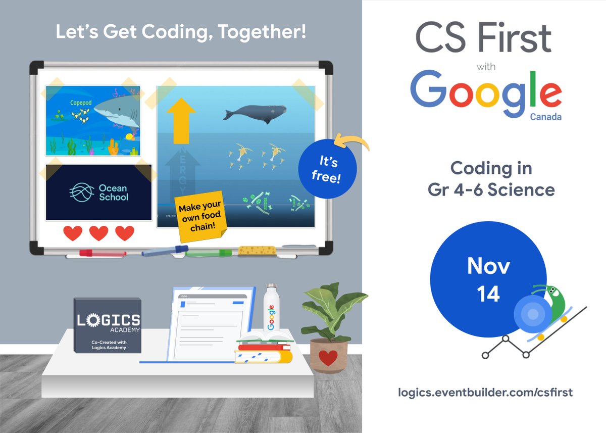 Join <a href="/googlecanada/">Google Canada</a> and CS First for a FREE Coding in Science Lesson on November 14th. Perfect for grades 4-6! The best part? No experience is required!

Join us at logics.eventbuilder.com/csfirst. Let's code together! 🚀

#CSFirst #CodingEducation