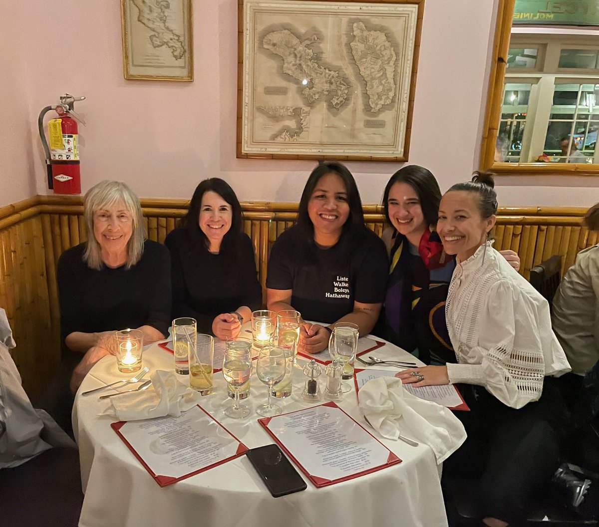 AnyoneButMe's tweet image. A little ABM reunion last night @susanmillernyc @tinacesaward @HipFlor @NicolePacent with our number one fan and friend @Gemified !