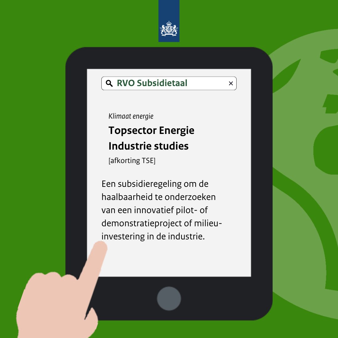 🔹 Doe jij onderzoek naar de haalbaarheid van innovatieve projecten voor waterstof en groene chemie? Je kunt hiervoor Topsector Energie (TSE) Industrie studies subsidie aanvragen. Lees meer ➡️ rvo.nl/subsidies-fina… #DuurzaamOndernemen