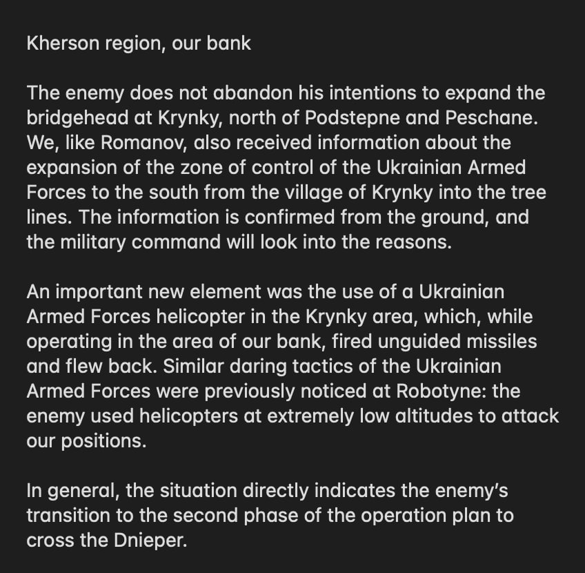 Ukrainene's tweet image. russian milbloggers in panic about situation on the lest bank of #DniproRiver 👀