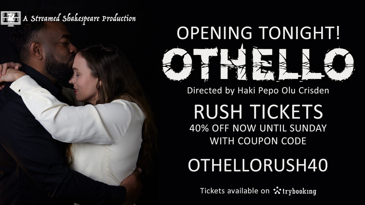 StrmShakespeare's tweet image. OPENING TONIGHT! Our cast and crew can't wait to share with you Shakespeare's classic tale of jealousy and love betrayed.  See you there.

🎟️Buy your tickets here: bit.ly/46lGDat
Use promo code, OTHELLORUSH40 to get 40% off your tickets to -- now until Sunday.

#othello