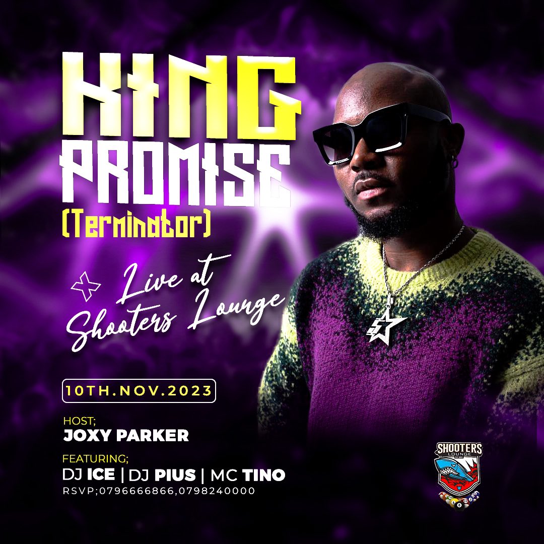 shootersrw's tweet photo. You thought this weekend's lineup is done‼️not yet we still going hard and this Friday we are "terminating" all vibe killers 😮‍💨 with @IamKingPromise https://t.co/BK23Kdnyec