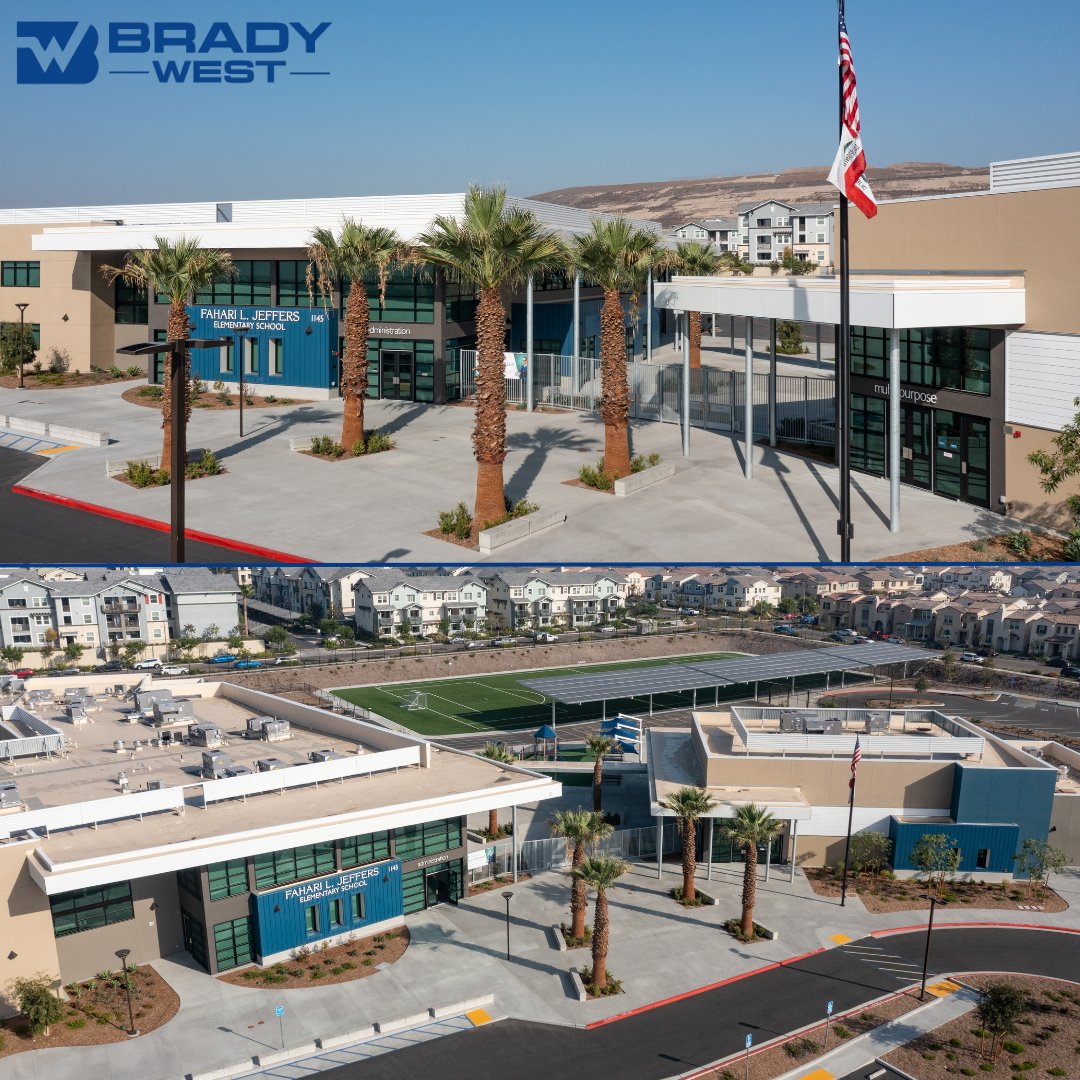 Brady West, SoCal completed the framing, drywall, plaster, doors frames, hardware, ACT, and specialty work at the new CVESD - Fahari Jeffers Elementary School.