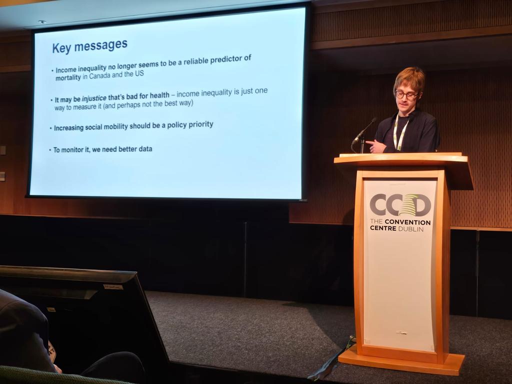 igelstorm's tweet photo. Delighted to present my work with @UrbanHealthProf on social mobility, income inequality and mortality in Canada and the US at #EPH2023 @EUPHActs Great to see a lot of interest, especially from Nordic colleagues! https://t.co/VQOz7JtO13