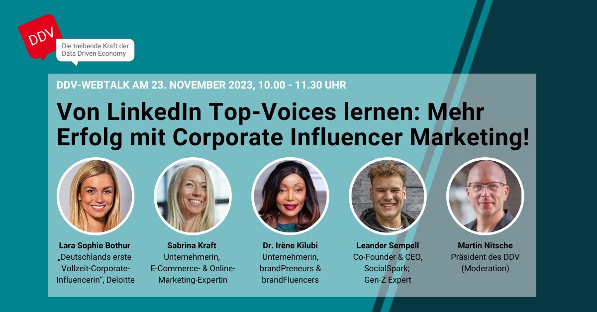 🚀 Das Business mit Corporate Influencer Marketing boosten! Im kostenfreien Webtalk am 23.11. zeigen unsere Experten, wie es geht. 

Jetzt anmelden und von den Besten lernen: bit.ly/3FSiXyY🗓️💪

 #InfluencerMarketing #Webtalk  #BusinessGrowth