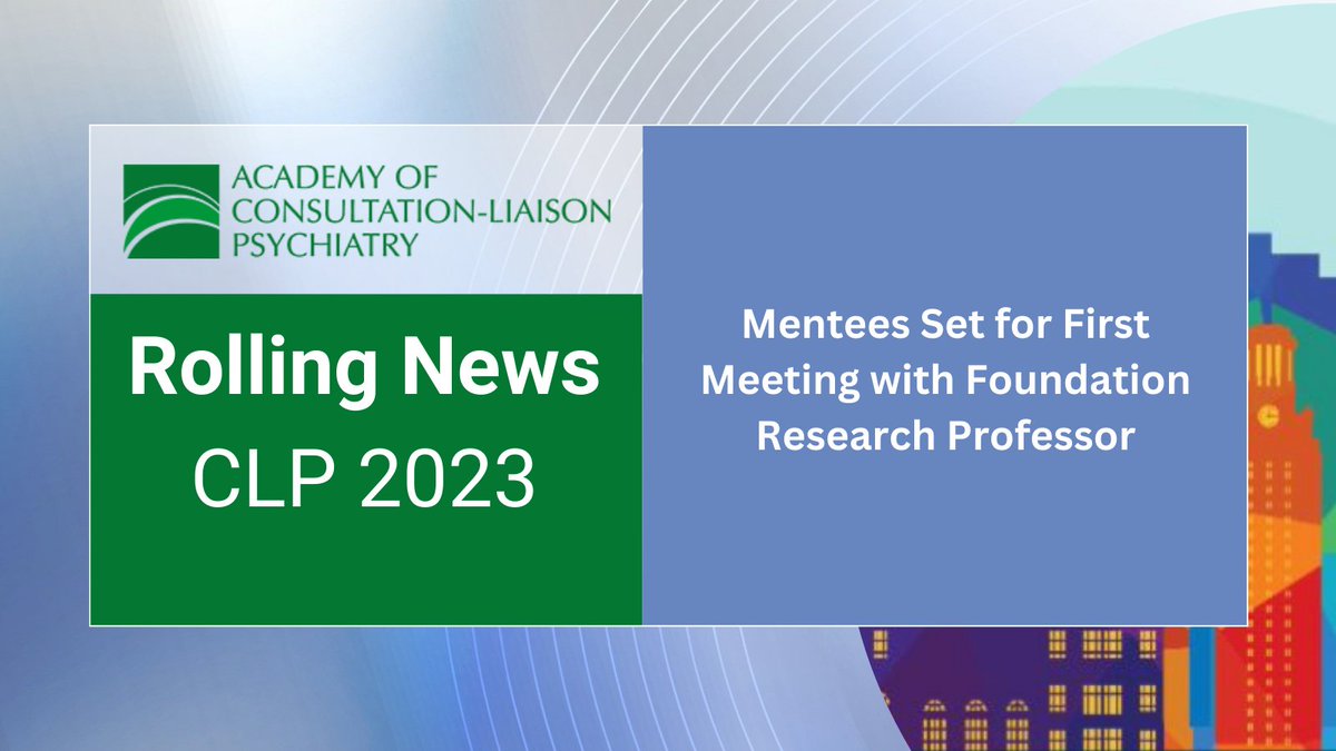 Three mentees to be mentored by this year’s ACLP Foundation Research Professor, Samantha Meltzer-Brody, MD, are set to meet her face-to-face for the first time at CLP 2023. clpsychiatry.org/news/mentees-s… #clp2023