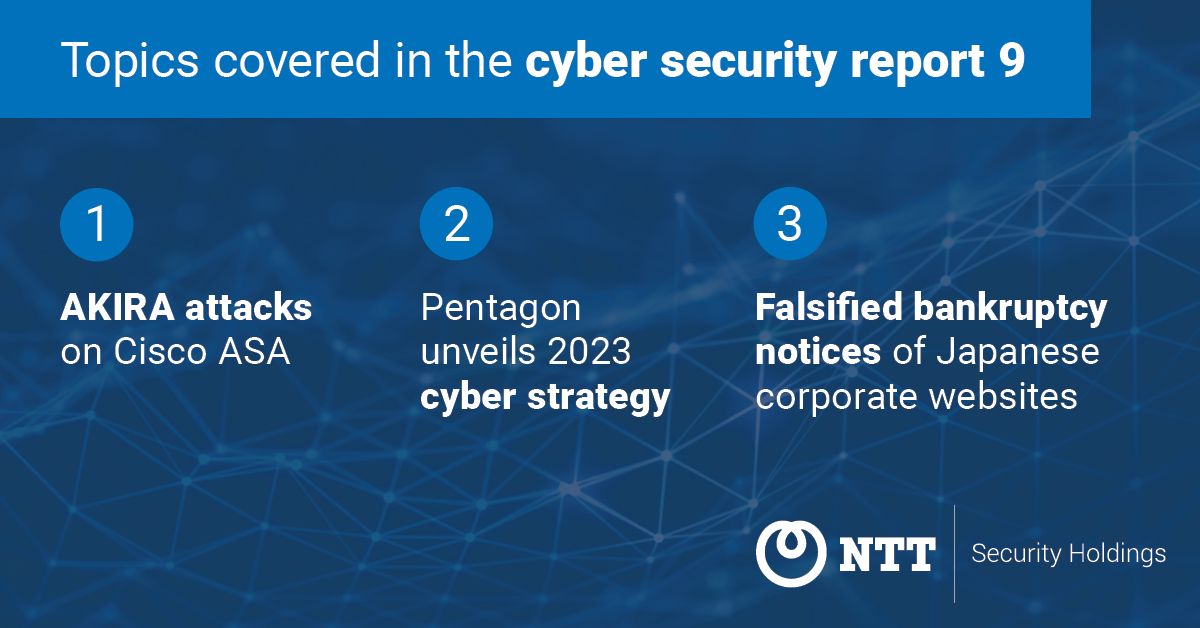 Download our 9th cybersecurity report for insights on the latest important security incidents in the threat landscape. Full details here buff.ly/44ZSwCV 

#cybersecurityawareness #cybersecuritysolutions #cyberawareness #securityanalyst #securityprofessionals