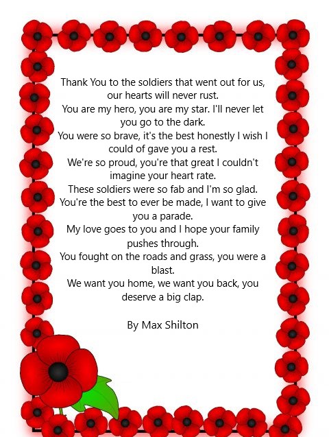 TMB_School's tweet photo. Mrs Taylor is very proud of her Yr 8 English group who have been writing poems in honour of #RemembranceSunday and wanted to share this one written by Max #PoppyAppeal https://t.co/mBBrNW5uz1