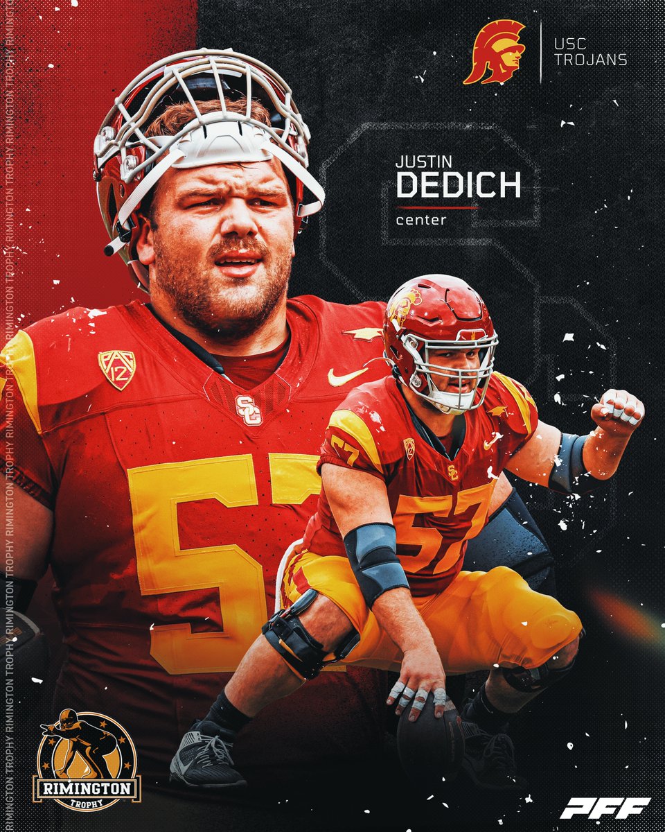 . @USCfb center Justin Dedich has allowed only 1 sack across 399 pass blocking snaps in 2023. He has a pass blocking grade of 74.5 according to @pff_college. #rimingtonwatchlist