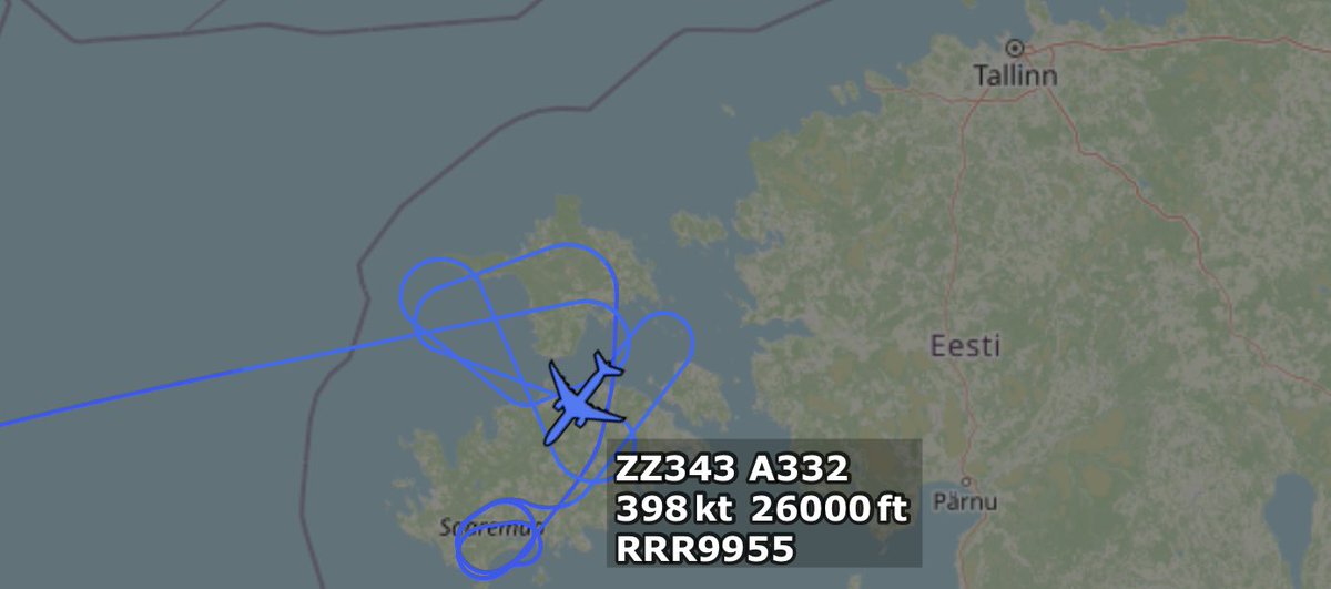 RAF Voyager (ZZ343, 43C700) as RRR9955 doing Voyager things over the Estonian islands of Hiiumaa and Saaremaa. 
09-NOV-2023 14:47z