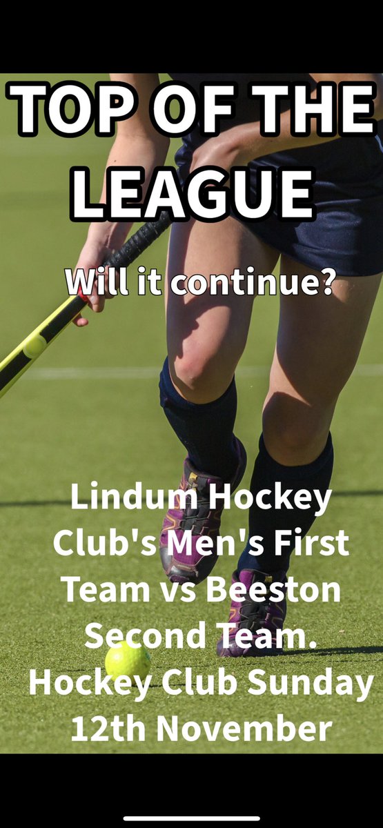 Top of the league Lindum Hockey Club’s men’s first team face Beeston’s Mens’s second team on Sunday.

Lindum are also unbeaten in the league so far

Can they maintain their unbeaten form?