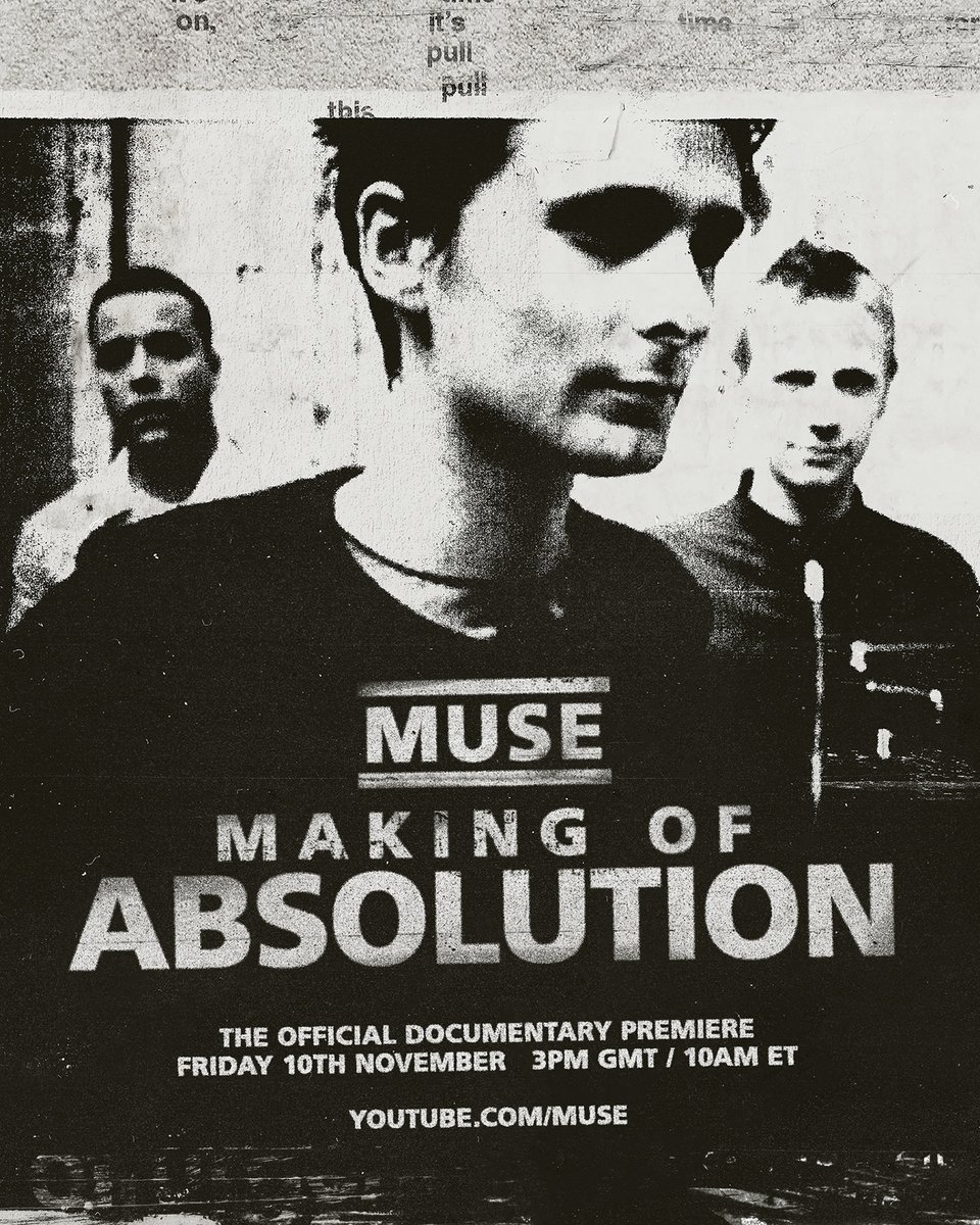 MUSE: MAKING OF ABSOLUTION
The original documentary, premiering in full on our <a href="/youtubemusic/">YouTube Music</a> at 10am ET / 3pm GMT tomorrow.
Join the premiere: youtu.be/MzIhYH9ZGLE