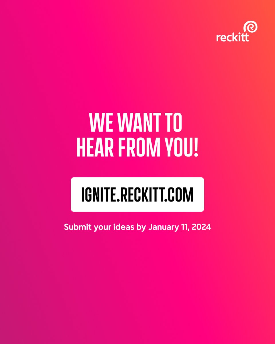 Ignite with Reckitt is currently on the hunt for innovative solutions. Have an idea that could enhance the coverage of spray surface cleaners? Let us scale your project and help bring your technology to market. Apply by January 11, 2024: spkl.io/60144Ue2j