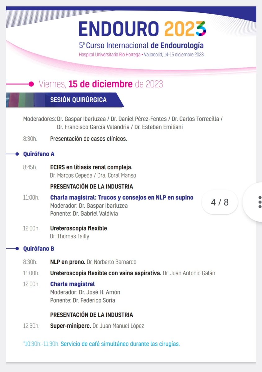 drmarcoscepeda's tweet photo. #ENDOURO23
5° Curso Internacional de Endourología y Litiasis del HURH, 14 y 15 de diciembre. 11 cirugías en directo, cirugías pregrabadas, mesas y debates con expertos a nivel mundial. Presencial y on-line ¡Te esperamos!
https://t.co/LFuyAPq83N https://t.co/cfXqCW5qk0