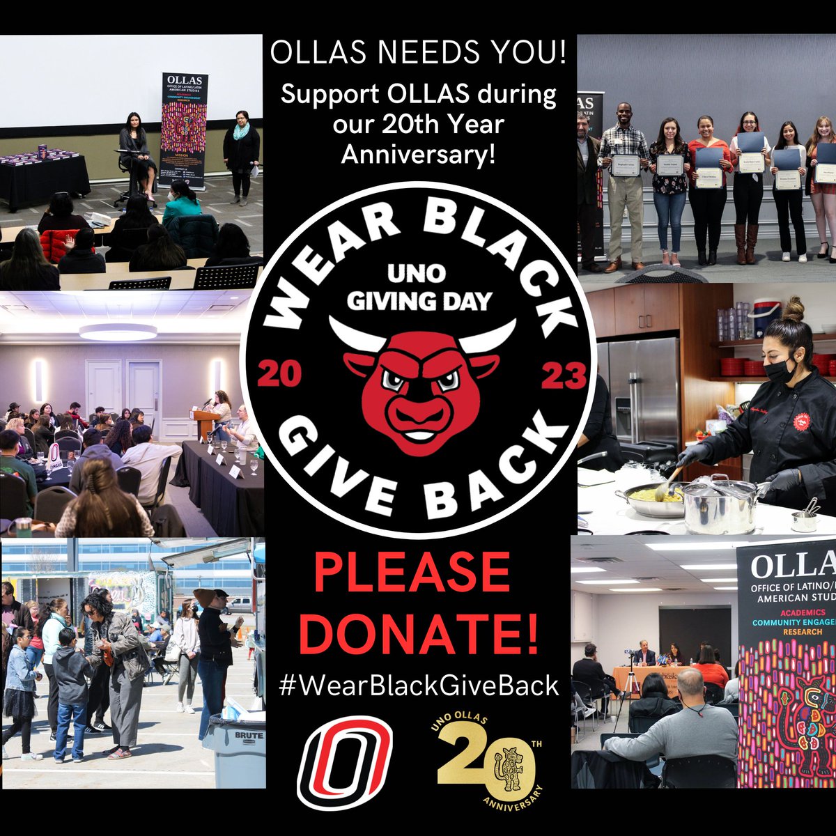 UNO_OLLAS's tweet photo. Only 3 more hours! Please donate to OLLAS during #WearBlackGiveBack!  Your donation will help us continue supporting our students &amp; community. Any amount is appreciated. Together we can make an everlasting impact!
Donate: https://t.co/huQXXlOX6j
@unomaha | @unomahacas | @uno_fund https://t.co/JPUgKoLSAf