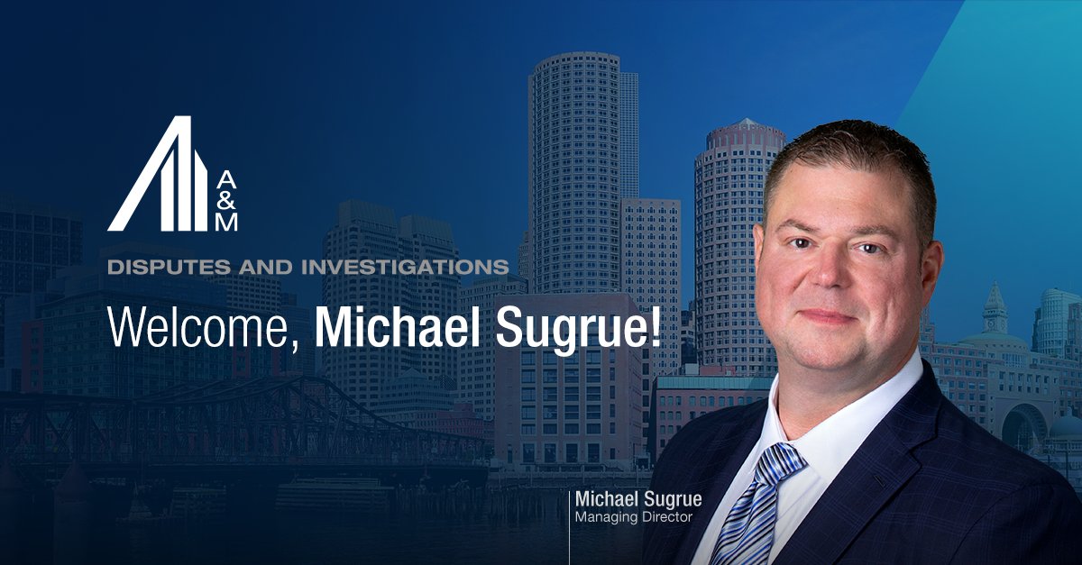 alvarezmarsal's tweet image. A&amp;amp;M&apos;s Disputes and Investigations team welcomes Michael Sugrue, a Managing Director in our Forensic Technology Services practice in Boston. To learn more, read the full press release here: okt.to/hBMatN
 
#AMon #ForensicTechnology #eDiscovery