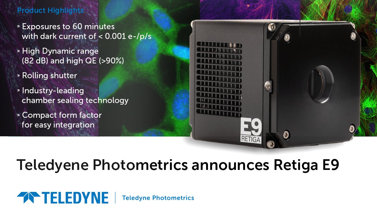 Photometrics's tweet image. Introducing the Retiga E9 from Teledyne Photometrics, a low-noise camera that can capture long exposures with high resolution and sensitivity. Ideal for low-light signals.  ow.ly/Zjw550Q5UPf
#geldocumentation #DNA #RNAsequencing #qPCR #microscopy