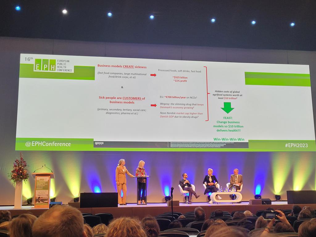 This is why I come to a Conference like this. <a href="/EuroHealthNet/">EuroHealthNet</a> organized a plenary session on Healthy and Sustainable Food. With speakers that make you hold your breath, and messages that seem to develop and grow during the session. Very inspiring. <a href="/EPHconference/">EPH Conference</a> #eph2023
