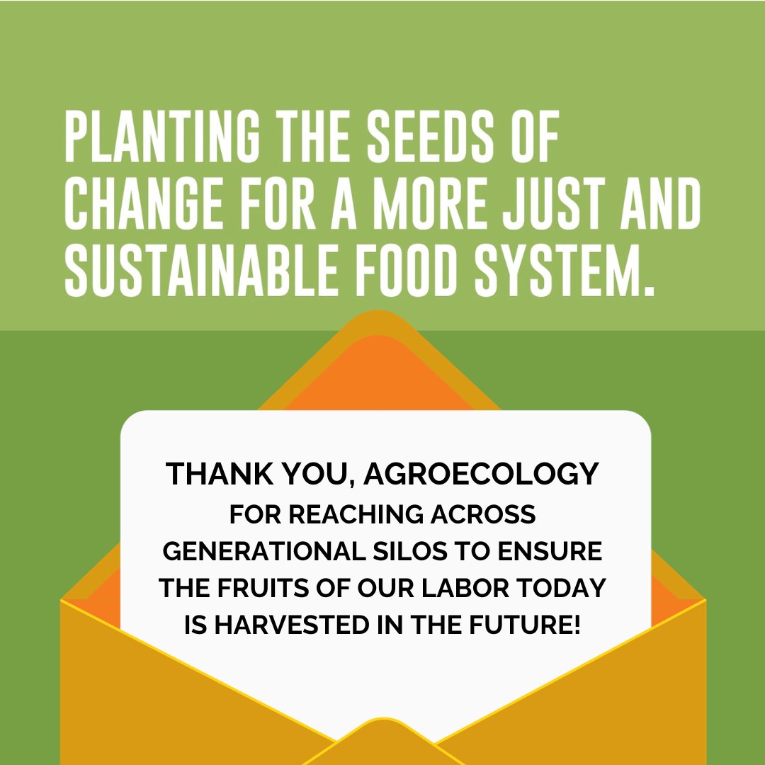 We are starting a new social media series where we share THANK YOU letters to agroecology! This week, we thank agroecology for finding strength and regeneration in intergenerational collaborations. Stay tuned for updates on work that bridges generational siloes.