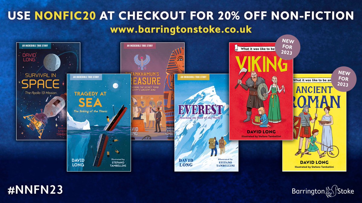 To celebrate National Non-Fiction November, all of our accessible non-fiction books are 20% off this month! Use code NONFIC20 at checkout. Explore the books here: bit.ly/3QPKBmG 🌑🚢🗻⌛️ @WriterDavidLong #NNFN23 #NNFN2023 @FCBGNews #StefanoTambellini